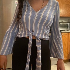 Stripe flowy tie top